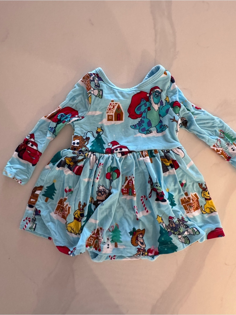 Little sleepies, body suit dress, Pixar Christmas, 0-3 month